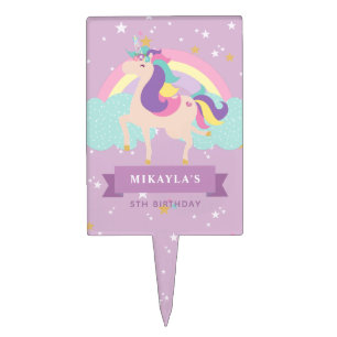 Purple   Cute Rainbow Unicorn Cake Topper
