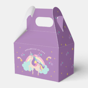 Purple   Cute Rainbow Unicorn Personalized Favor Boxes