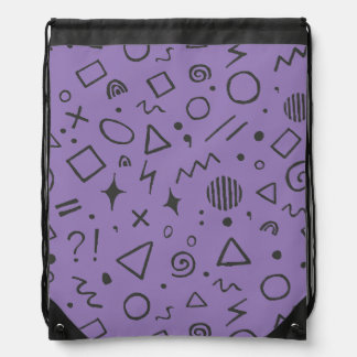 purple cute retro pattern drawstring bag