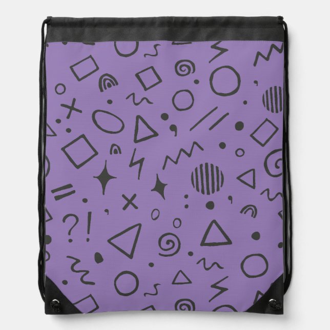 purple cute retro pattern drawstring bag (Front)