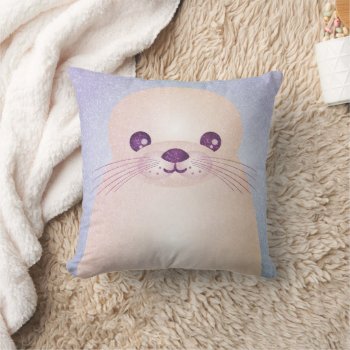 Purple Cute Seal Throw Pillow by nyxxie at Zazzle