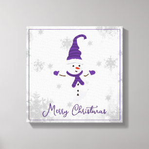 Purple Cute Snowman Canvas Print