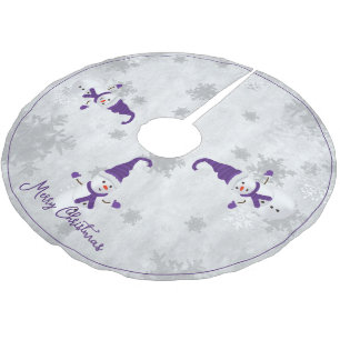 Purple Cute Snowman Tree Skirt