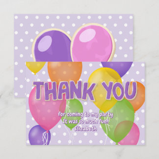 purple cutout cookies balloons birthday thank you card