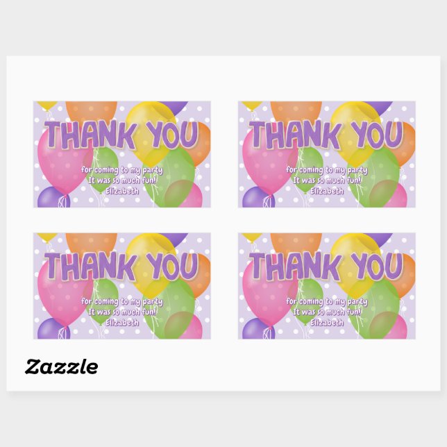 purple cutout cookies balloons birthday thank you rectangular sticker (Sheet)