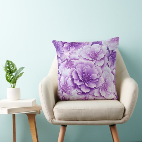 Purple Cutters Blooming Throw Pillow