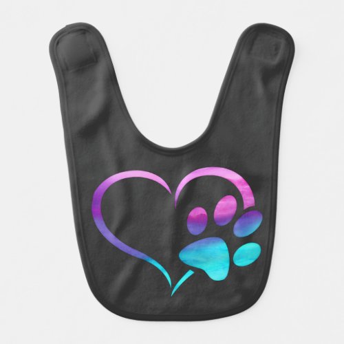 Purple Cyan Dog paw Print Heart 