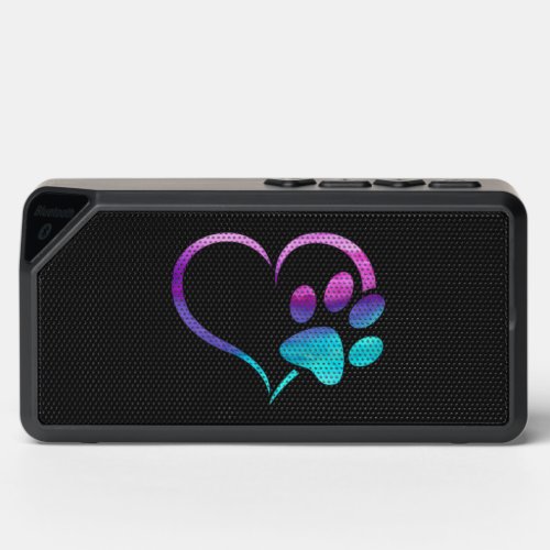 Purple Cyan Dog paw Print Heart 