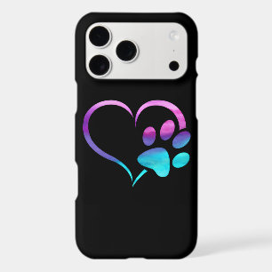 Purple Cyan Dog paw Print Heart  iPhone 17 Pro Max Case