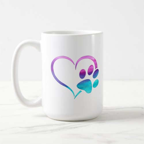 Purple Cyan Dog paw Print Heart 