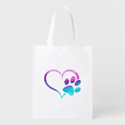 Purple Cyan Dog paw Print Heart 