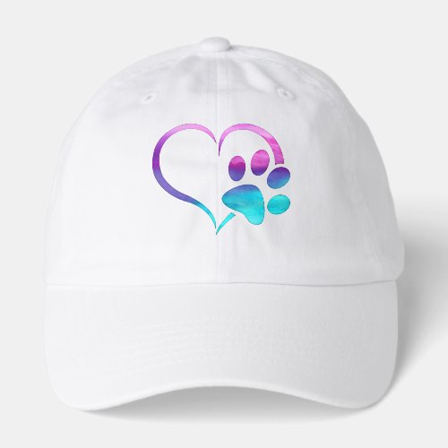 Purple Cyan Dog paw Print Heart 