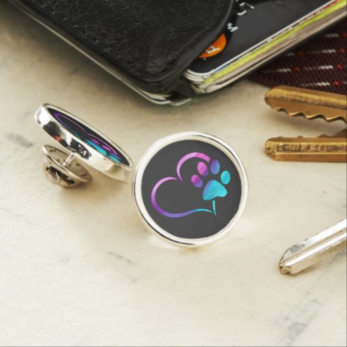 Purple Cyan Dog paw Print Heart 