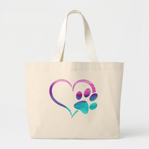 Purple Cyan Dog paw Print Heart 