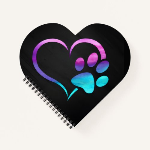 Purple Cyan Dog paw Print Heart 