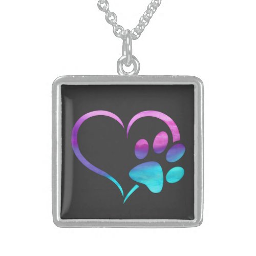 Purple Cyan Dog paw Print Heart 
