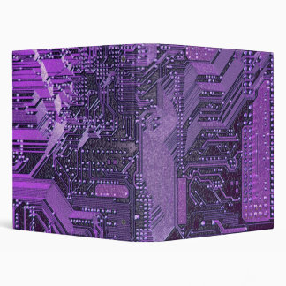Purple Cyber Circuit Board Tech Art Electronics 3 Ring Binder