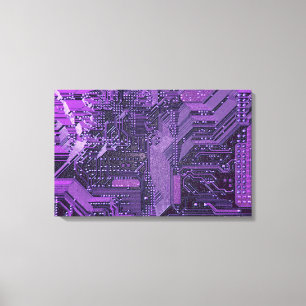 Purple Cyber Circuit Board Tech Art Electronics Canvas Print