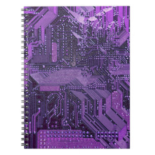Purple Cyber Circuit Board Tech Art Electronics Notebook
