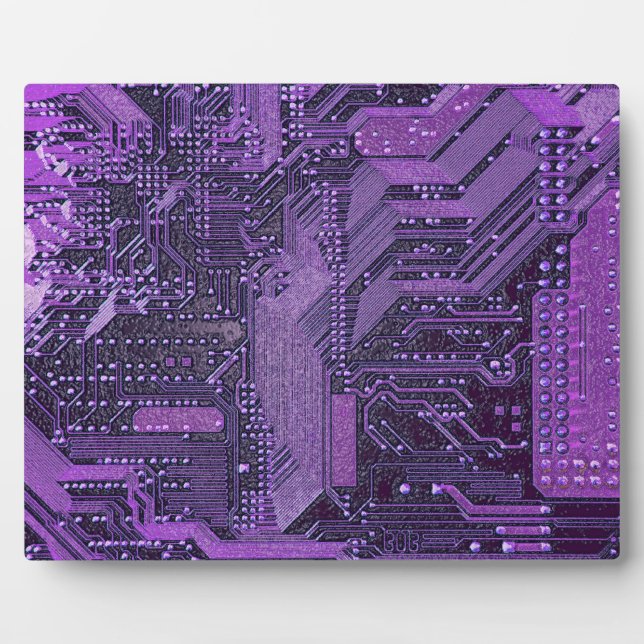 Purple Cyber Circuit Board Tech Art Electronics Plaque (Front)