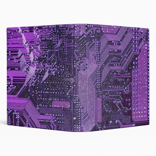 Purple Cyber Circuit Board Tech Electronics 3 Ring Binder