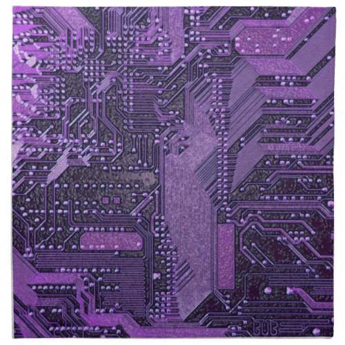 Purple Cyber Circuit Board Tech Electronics Cloth Napkin