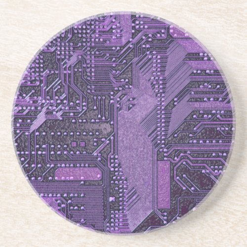 Purple Cyber Circuit Board Tech Electronics Coaster