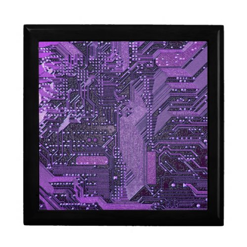 Purple Cyber Circuit Board Tech Electronics Gift Box