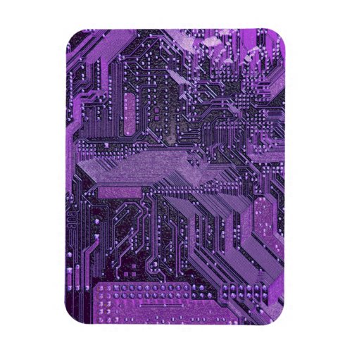 Purple Cyber Circuit Board Tech Electronics Magnet