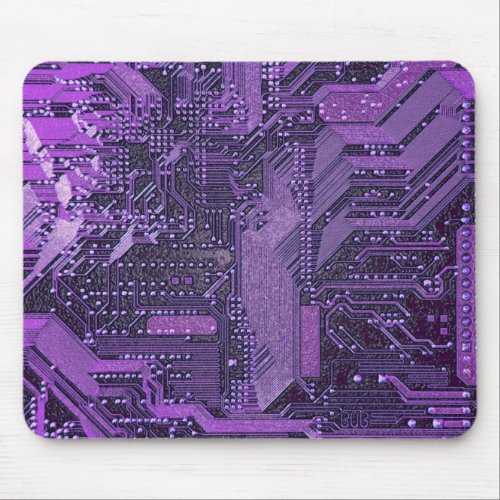Purple Cyber Circuit Board Tech Electronics Mouse Pad
