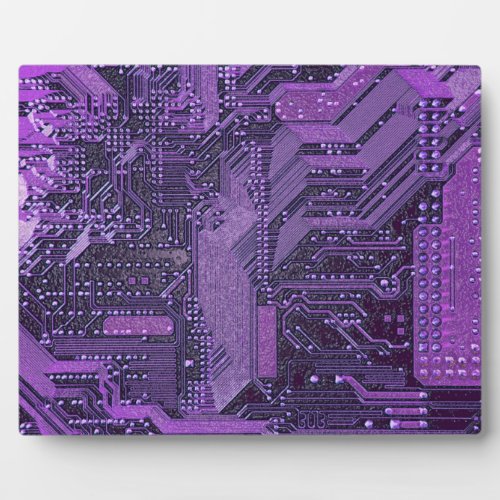 Purple Cyber Circuit Board Tech Electronics Plaque