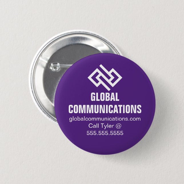 Purple Cyber Technology Computer Company Custom Button (Front & Back)