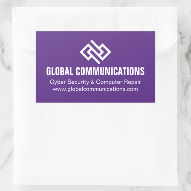 Purple Cyber Technology Computer Company Custom Rectangular Sticker (Bag)