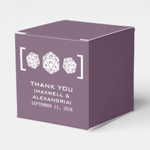 Purple D20 Dice Gamer Favor Boxes