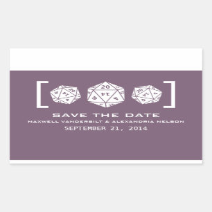 Purple D20 Dice Gamer Save the Date Stickers