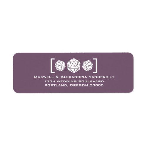 Purple D20 Dice Gamer Wedding Address Labels