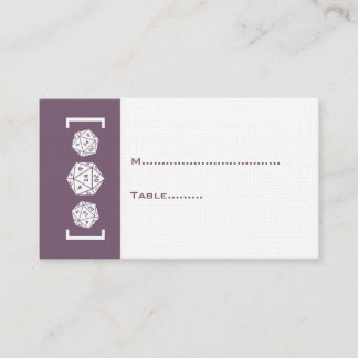 Purple D20 Dice Gamer Wedding Place Card
