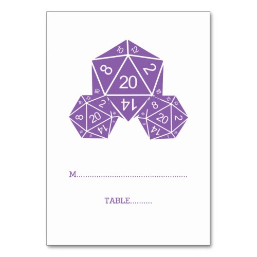 Purple D20 Dice Place Card