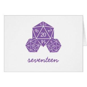 Purple D20 Dice Table Number Card