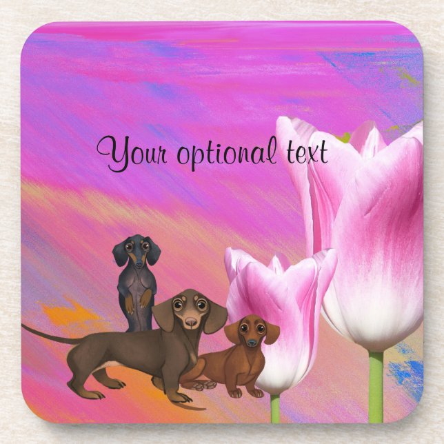 Purple Dachshund Beverage Coasters (Front)