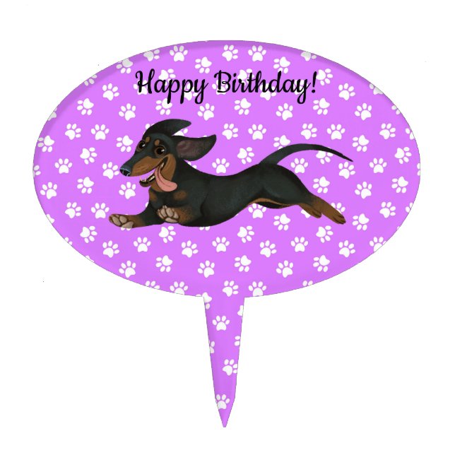 Purple Dachshund Cake Topper Pick (Front)