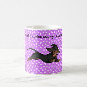 Purple Dachshund Coffee Mug Paw Print Pattern