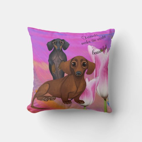 Purple Dachshund Friend Pillow