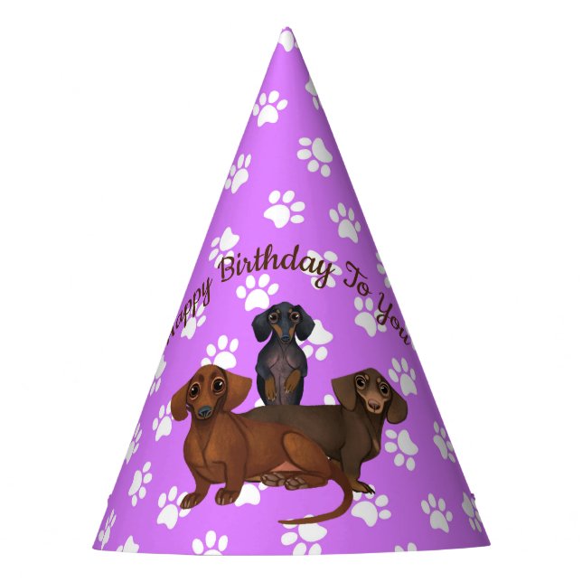 Purple Dachshund Party Hat (Front)