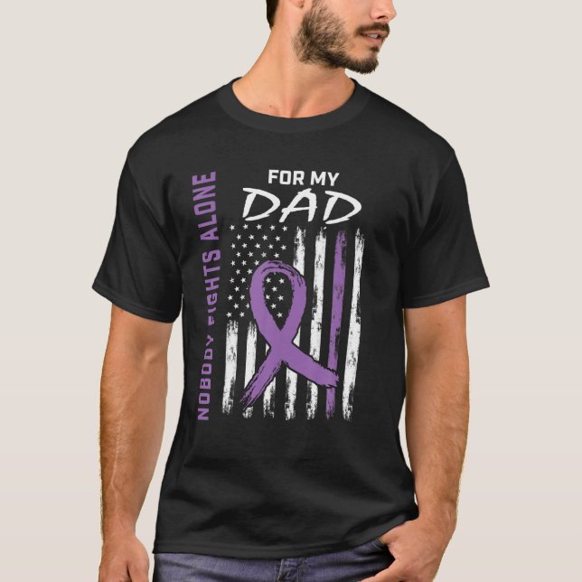 Purple Dad Alzheimers Awareness Flag Dementia Fami T-Shirt (Front)