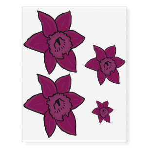 Purple daffodil style temporary tattoos