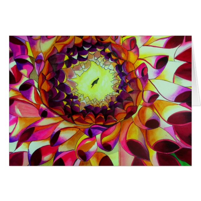 Purple Dahlia abstract original flower art Cards (Front Horizontal)