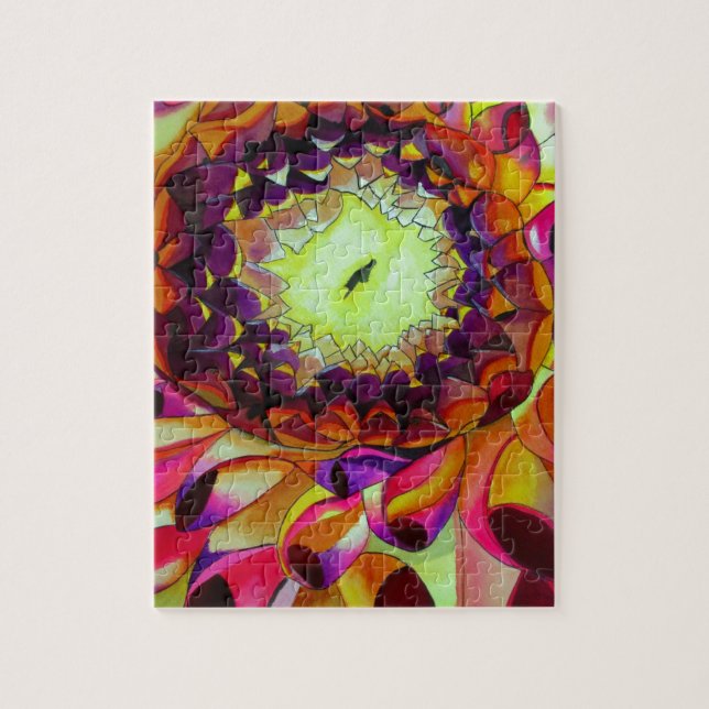Purple Dahlia abstract original flower art Jigsaw Puzzle (Vertical)