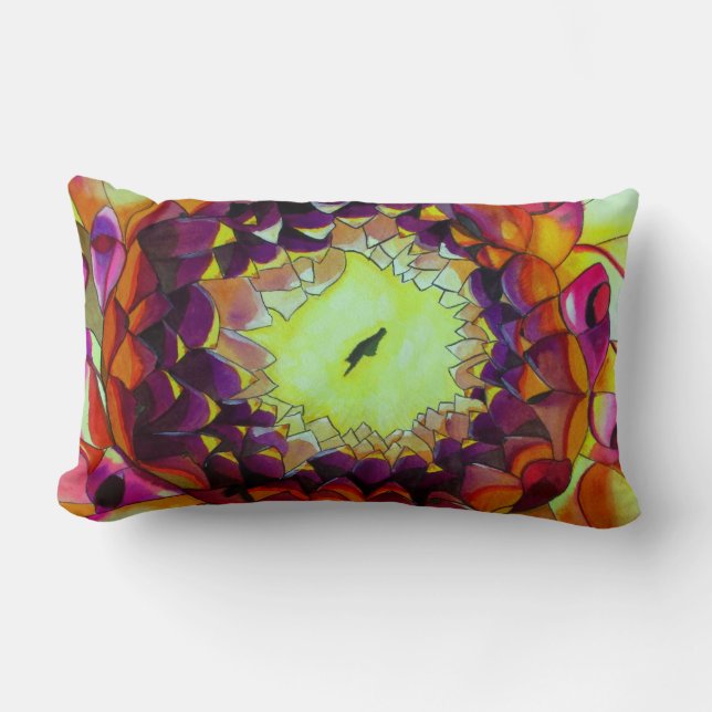 Purple Dahlia abstract original flower art Lumbar Pillow (Front)