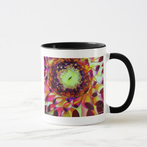 Purple Dahlia abstract original flower art Mug